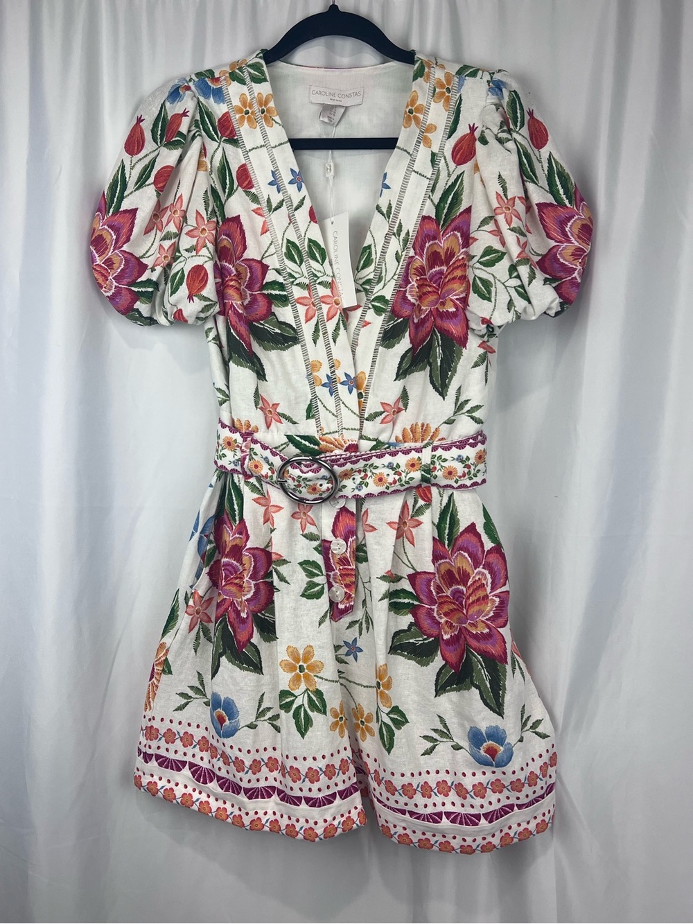 Caroline Constas Floral Print V-Neck Romper NWT